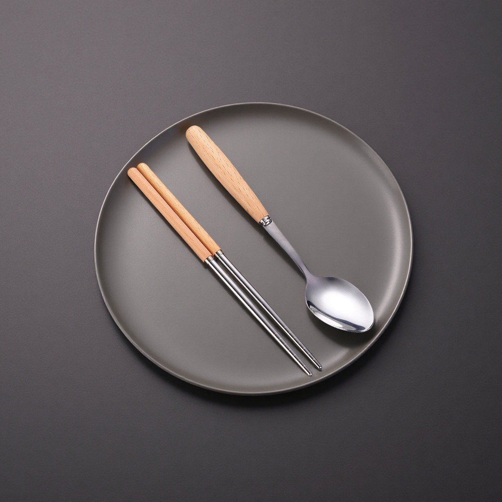 A set of stainless steel chopsticks and spoons for household portable anti-slip tableware details Picture