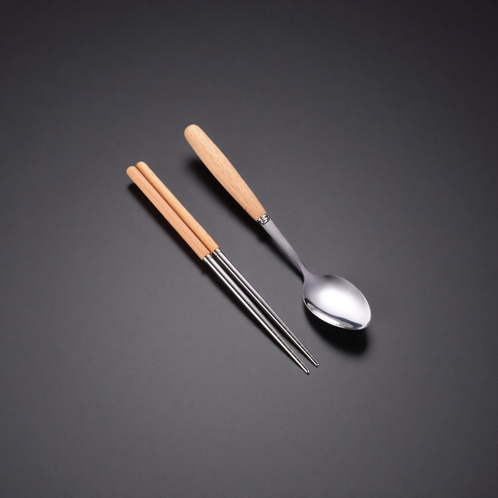 A set of stainless steel chopsticks and spoons for household portable anti-slip tableware