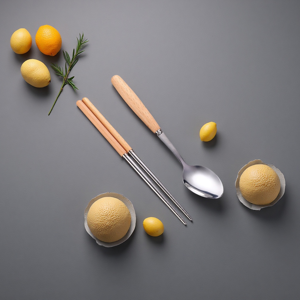 A set of stainless steel chopsticks and spoons for household portable anti-slip tableware Application Scenario