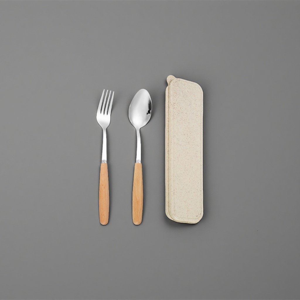 Tableware set, fork and spoon storage box, household portable, stainless steel compartment-organized Specification image