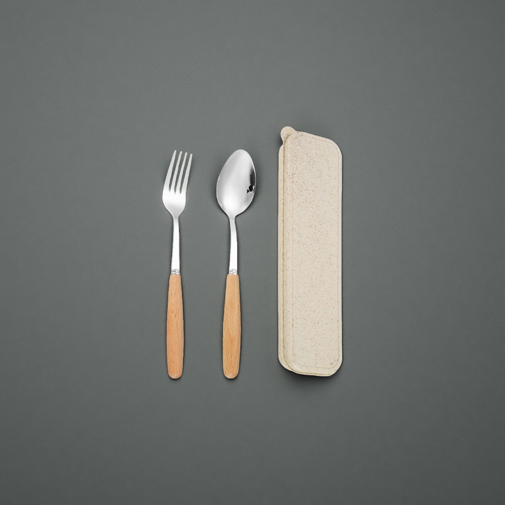 Tableware set, fork and spoon storage box, household portable, stainless steel compartment-organized Application Scenario