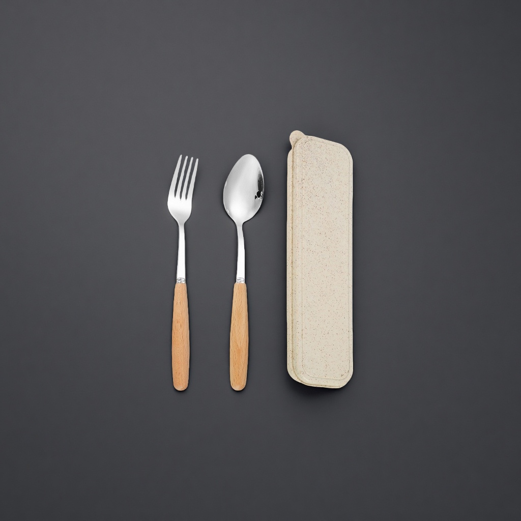 Tableware set, fork and spoon storage box, household portable, stainless steel compartment-organized details Picture