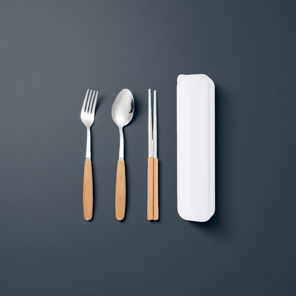Tableware set, fork, spoon and chopsticks storage box, household portable compartment-organized box Specification image