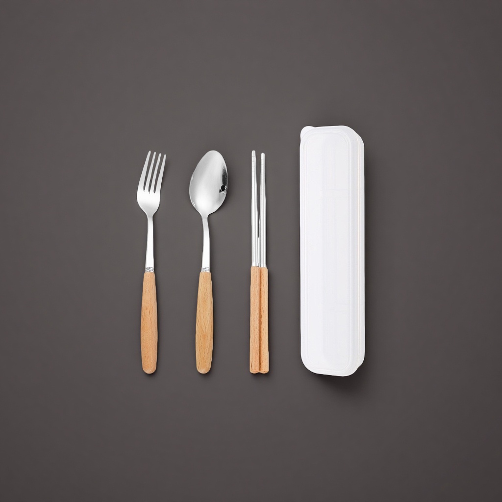 Tableware set, fork, spoon and chopsticks storage box, household portable compartment-organized box details Picture