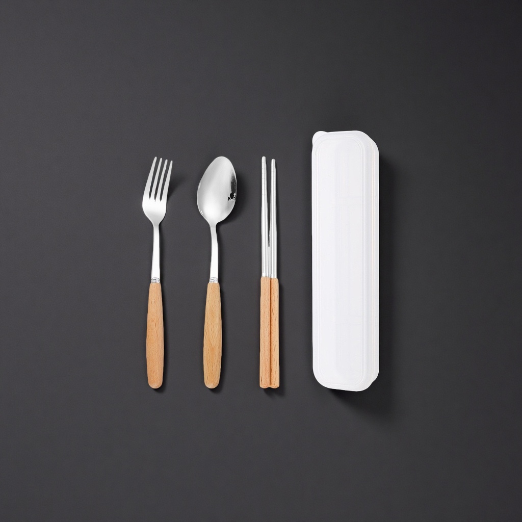 Tableware set, fork, spoon and chopsticks storage box, household portable compartment-organized box