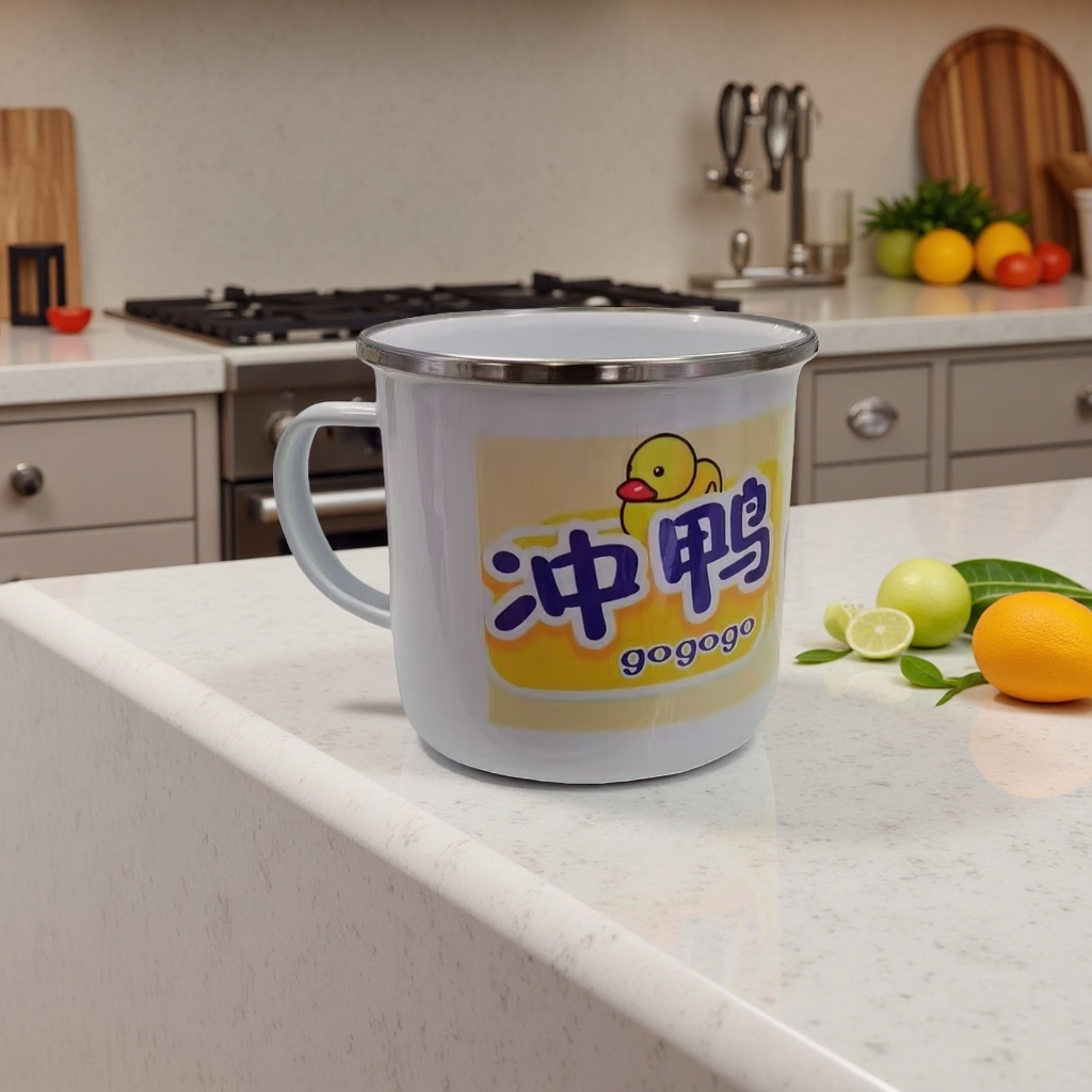 Heat transfer enamel cups with cartoon patterns, household and office water cups, anti-scald mugs