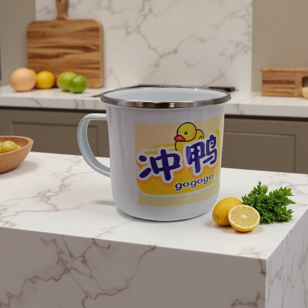 Heat transfer enamel cups with cartoon patterns, household and office water cups, anti-scald mugs Application Scenario