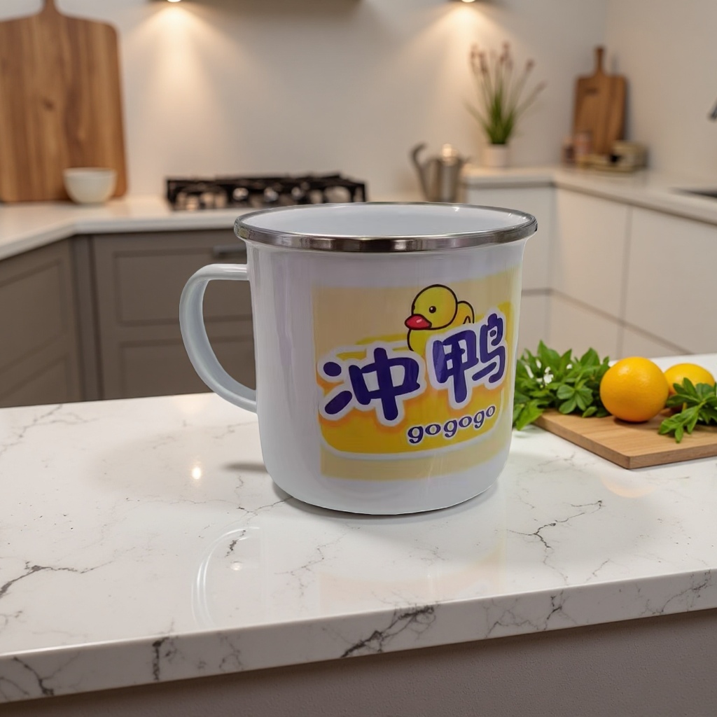 Heat transfer enamel cups with cartoon patterns, household and office water cups, anti-scald mugs details Picture