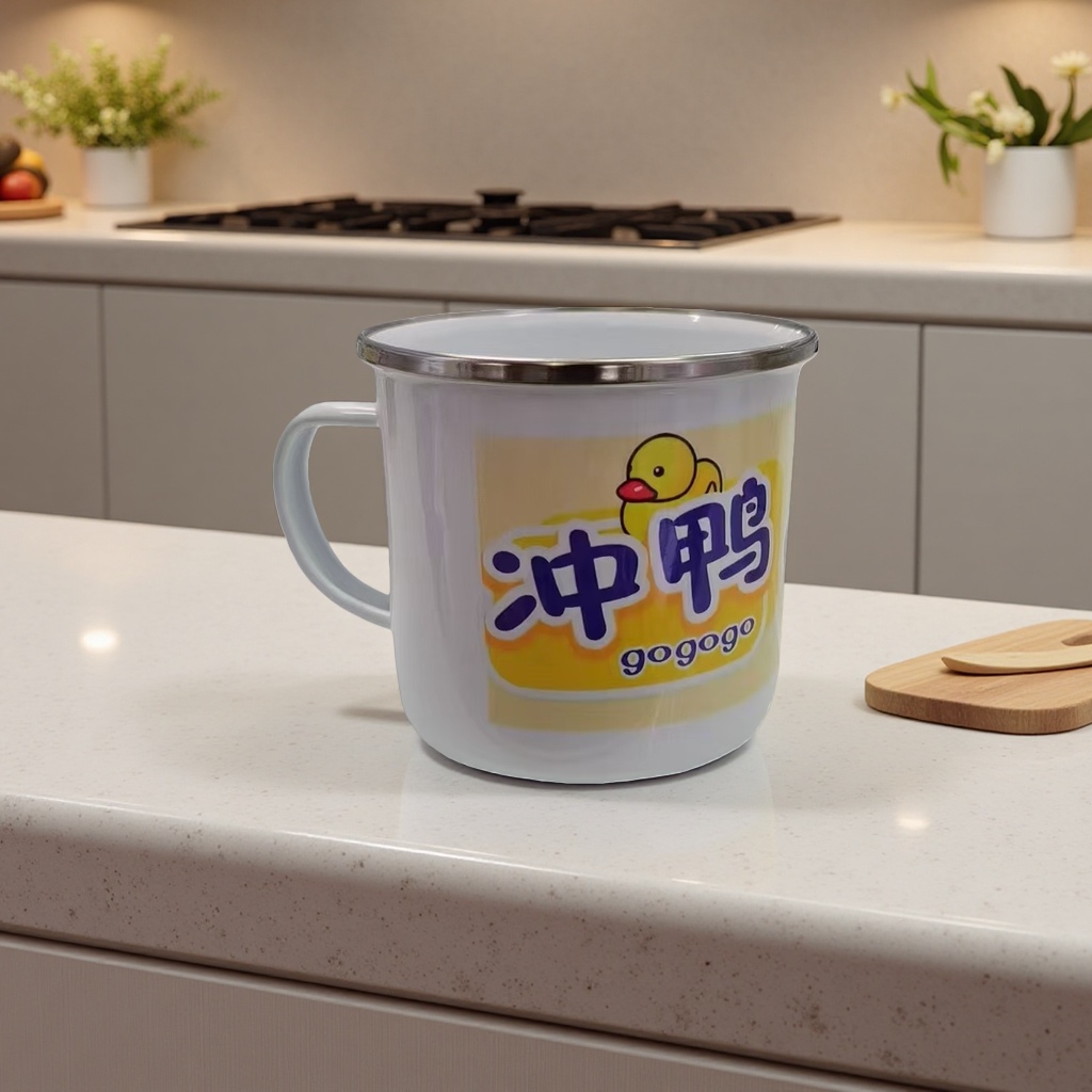 Heat transfer enamel cups with cartoon patterns, household and office water cups, anti-scald mugs Specification image