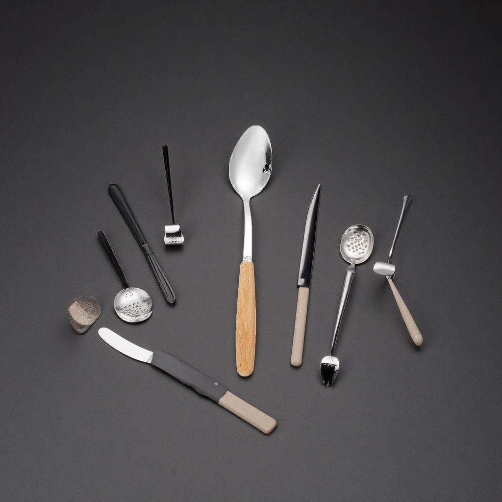 Stainless steel long-handled spoons, household kitchen spoons 304, food-grade double-headed measuring spoon set