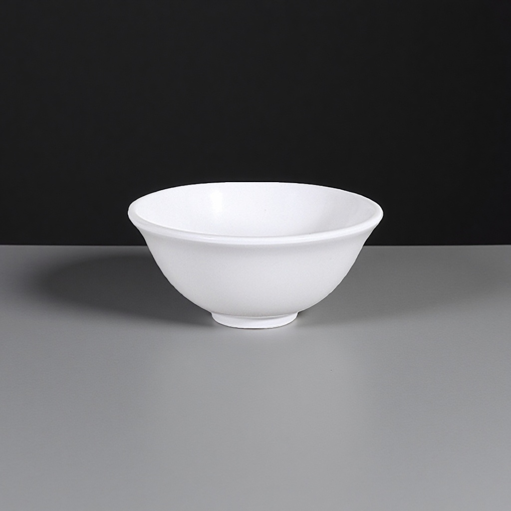 白色陶瓷小碗 家用简约餐具 饭碗汤碗双用 釉面光滑易清洗