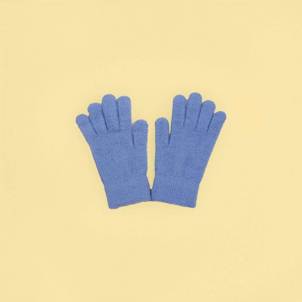 Blue plush warm gloves for women, thickened for cold protection and hand care in autumn and winter, couple style