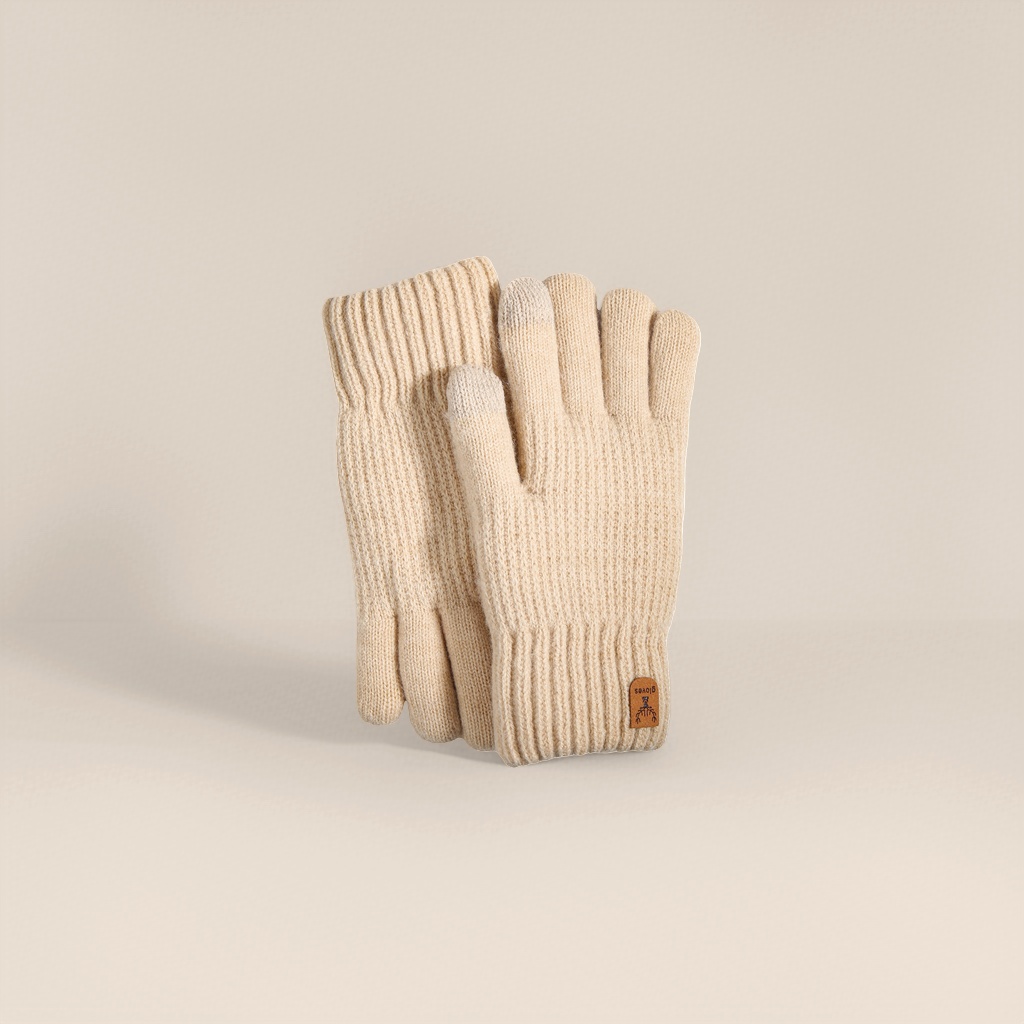 Guantes de punto beige caliente antideslizante Señora Otoño invierno guantes de estilo fino de punto invierno Application Scenario