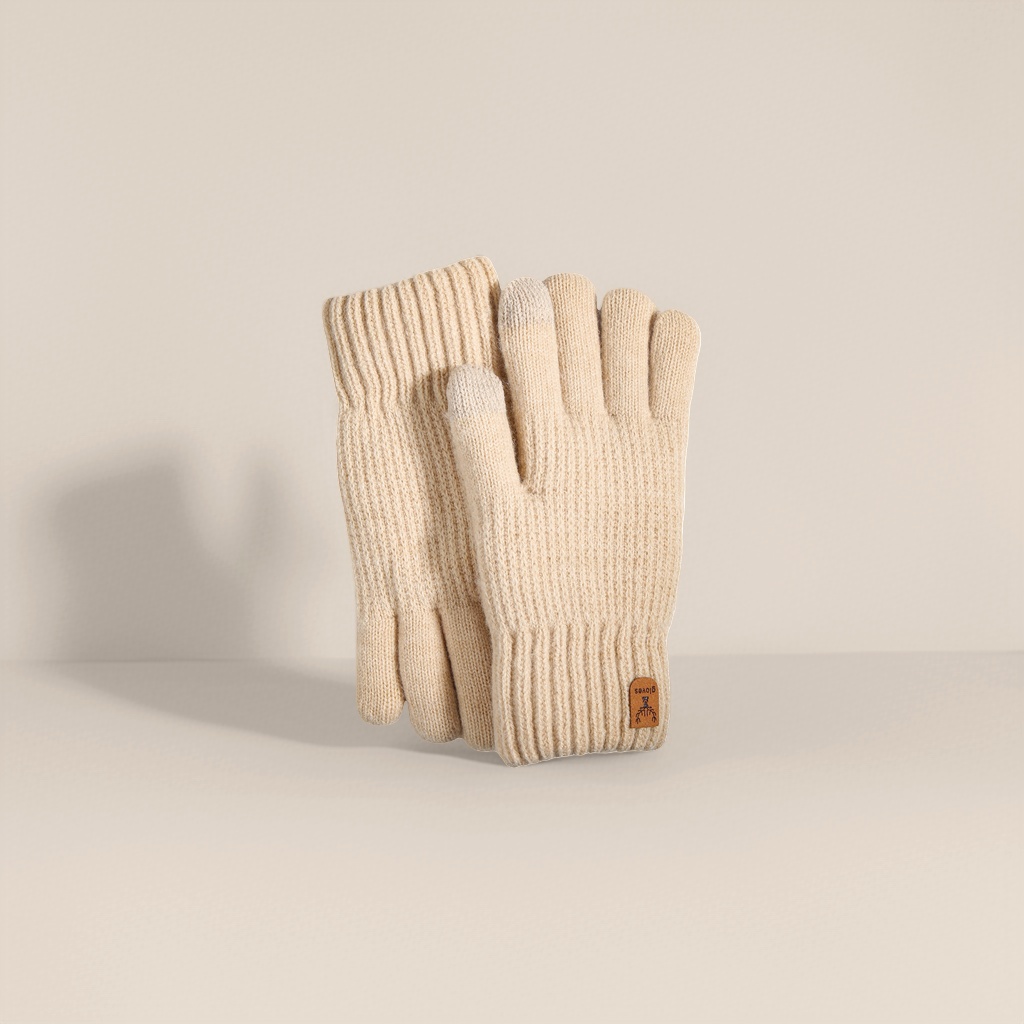 Guantes de punto beige caliente antideslizante Señora Otoño invierno guantes de estilo fino de punto invierno Specification image