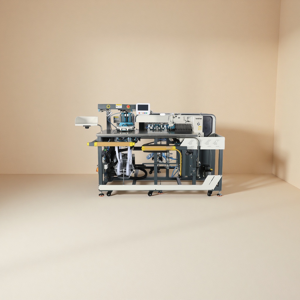 The fully automatic bag-sticking machine is a high-speed and precise garment accessory processing equipment Application Scenario