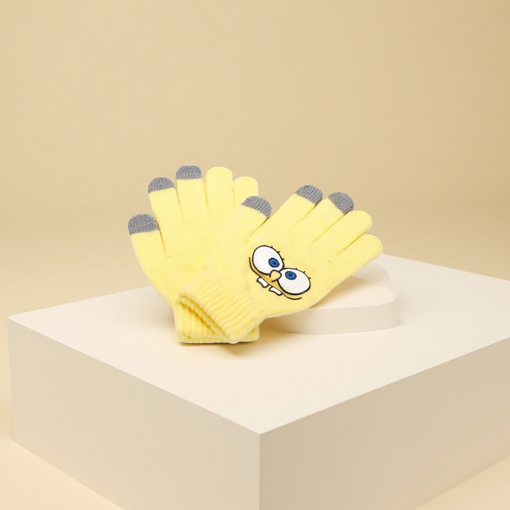 Amarillo cartoon algodón guantes calientes unisex otoño invierno protección contra el frío manos Specification image