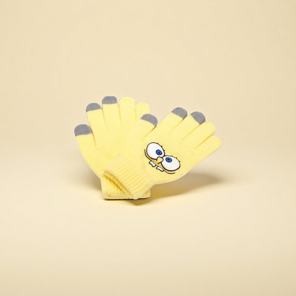 Amarillo cartoon algodón guantes calientes unisex otoño invierno protección contra el frío manos details Picture