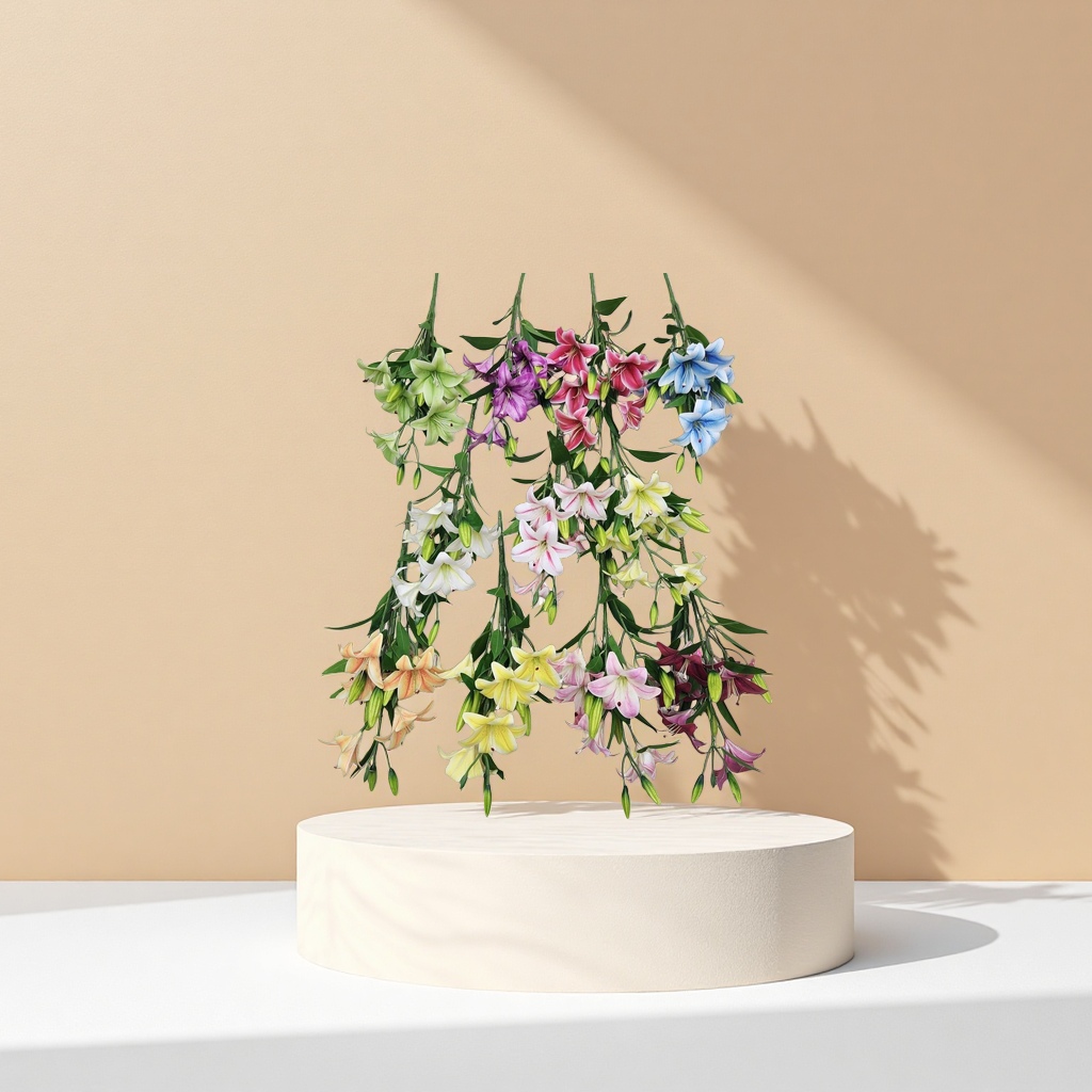 5叉3D带花苞百合办公文化仿真园艺花礼盒 仿真花	
毛线钩织簪花毛线花装饰品细节图