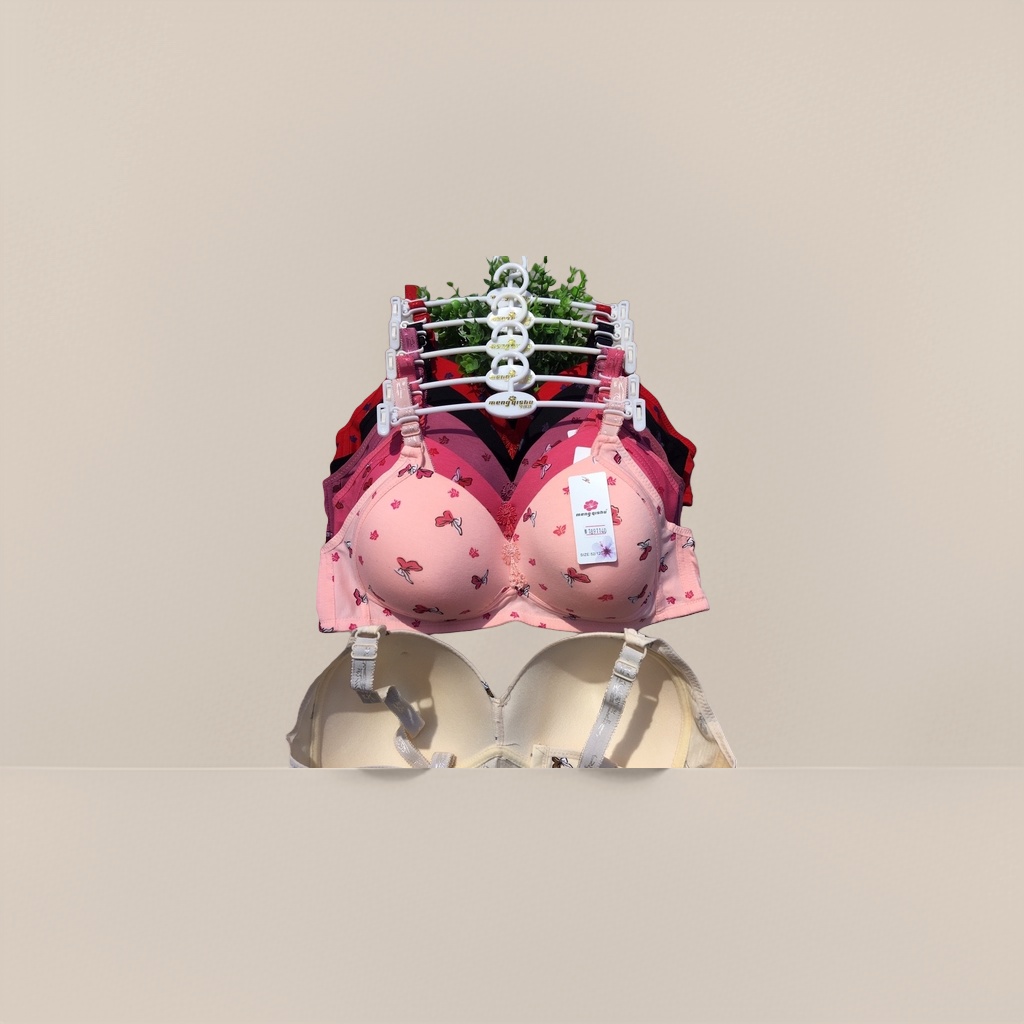 Pink butterfly-patterned lace bra without undergarments Application Scenario