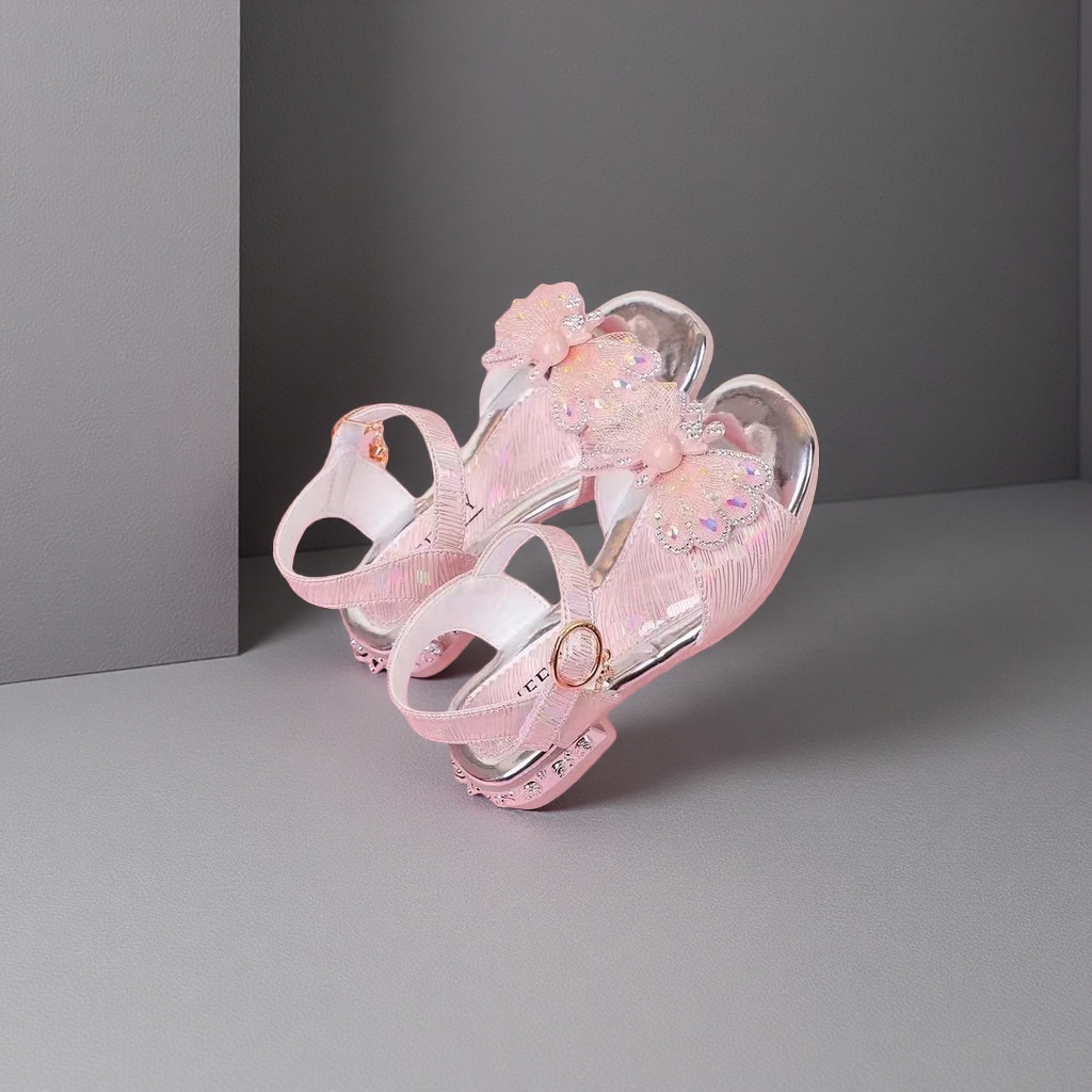 Pink bow-decorated summer breathable and casual wedge heel sandals for women