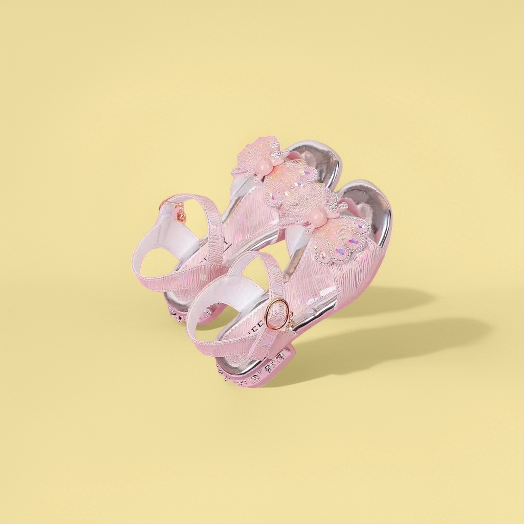 Pink bow-decorated summer breathable and casual wedge heel sandals for women details Picture