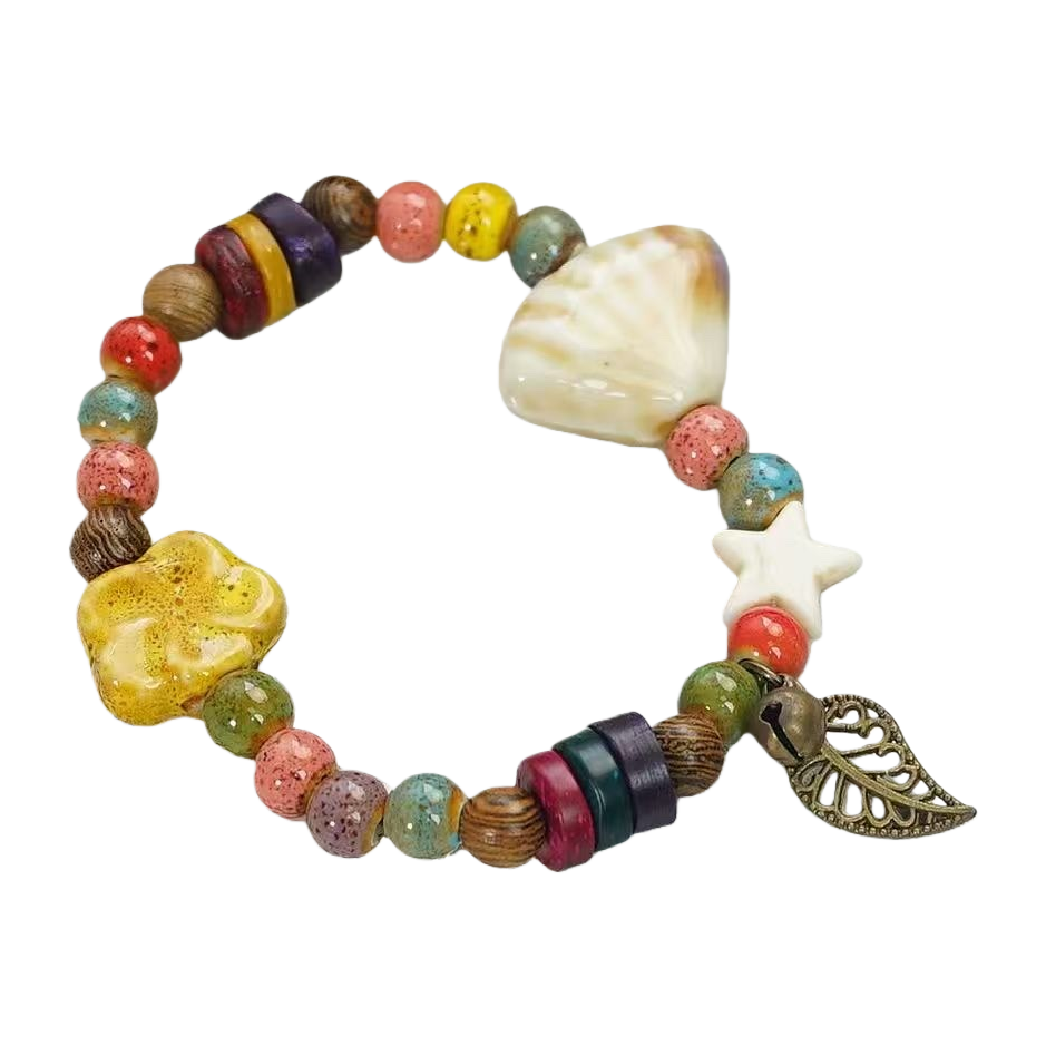 Colorful bead bracelet, natural stone bead woven bracelet for women, 18cm adjustable Item Picture