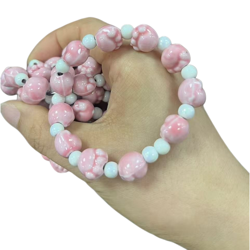 Pink bead bracelet for women, simple, fashionable and versatile accessory, 18cm adjustable Item Picture