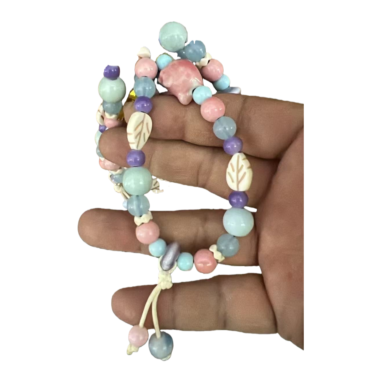 Colorful bead bracelet, natural stone bead woven style, 18cm adjustable for daily wear Item Picture
