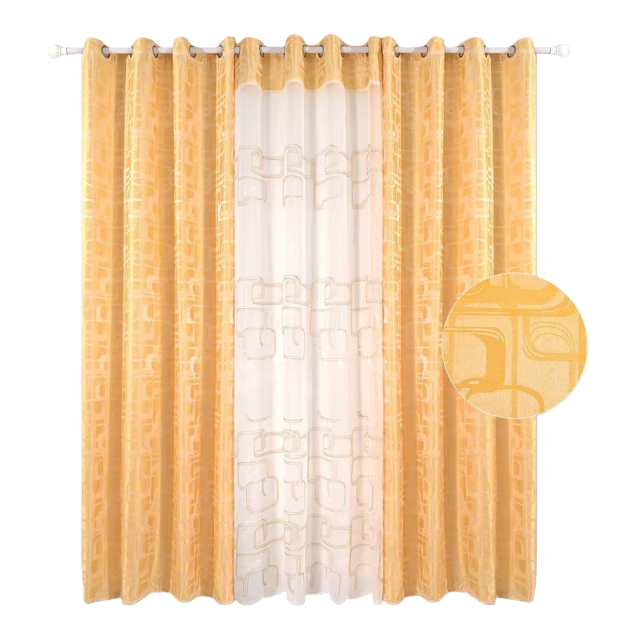 Algodón jacquard cortina blackout sala de estar dormitorio techo ventana tela doble personalizable Item Picture