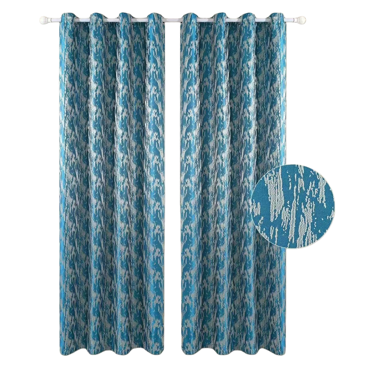 The blue abstract pattern curtains for the living room and bedroom have good light-blocking, heat insulation and drape. They are made of high-count cotton Item Picture