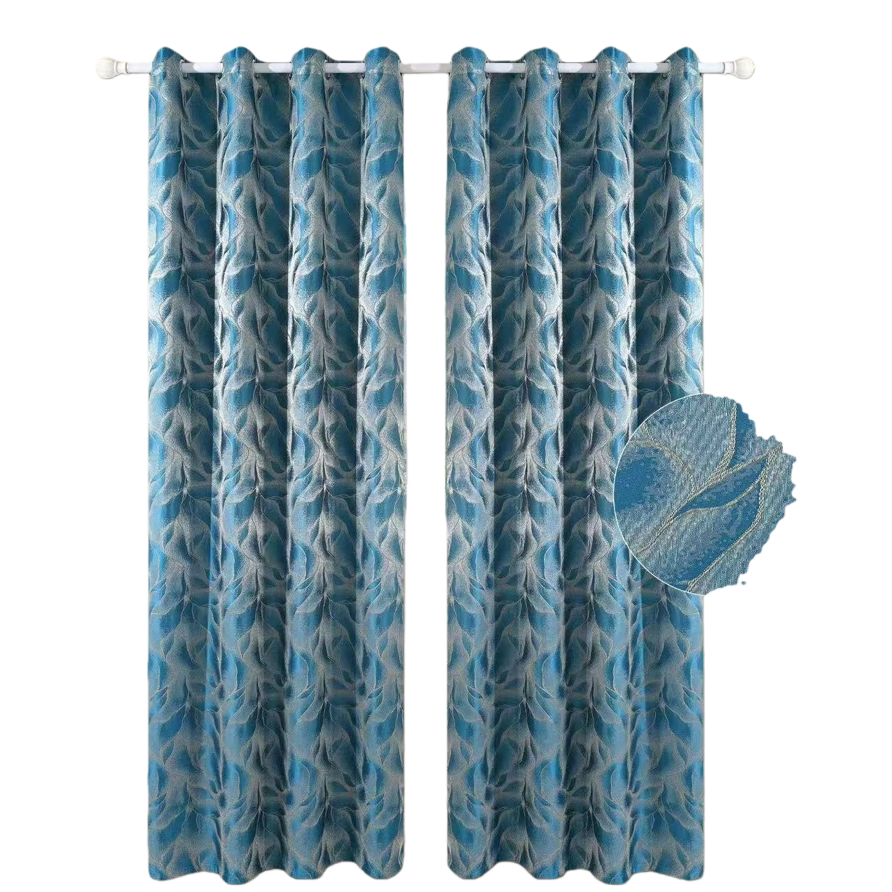 The blue feather-patterned curtains are suitable for both living rooms and bedrooms as they block light and insulate heat Item Picture