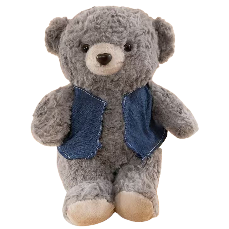 The grey plush toy bear is cute and soft. It's a plush bear as a children's gift Item Picture