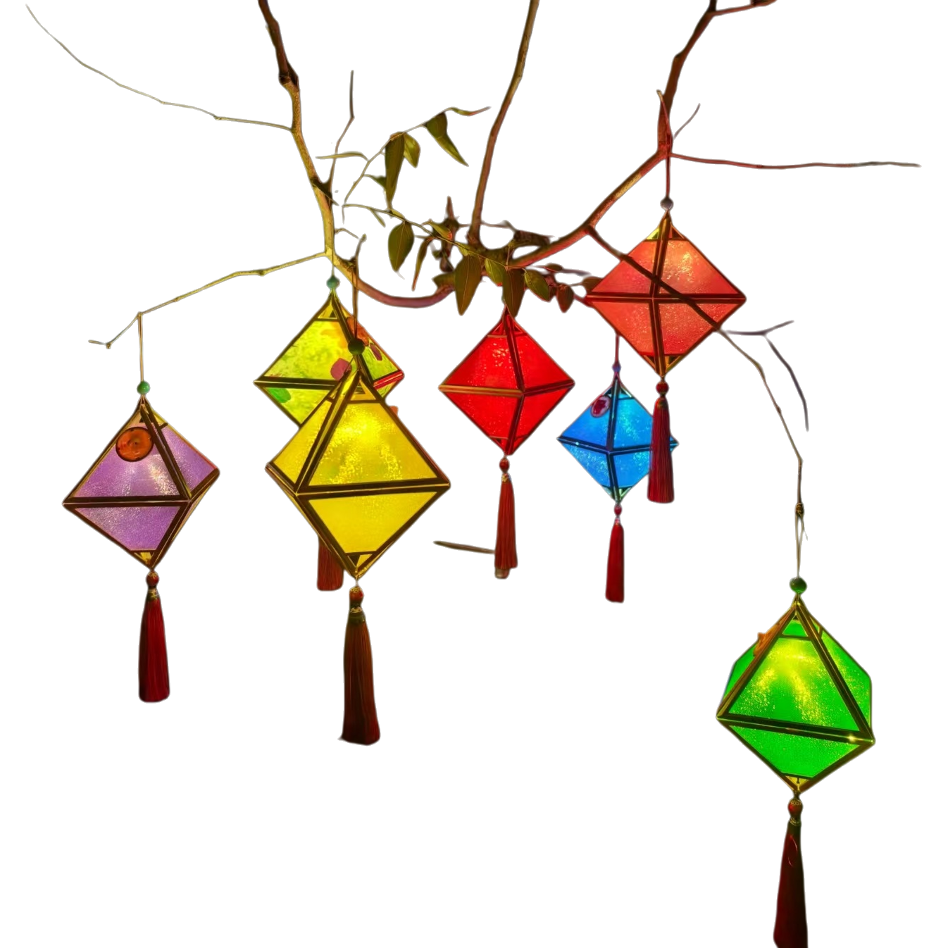 Colorful luminous lanterns, red festive decorative hanging ornaments, outdoor garden lamps Item Picture