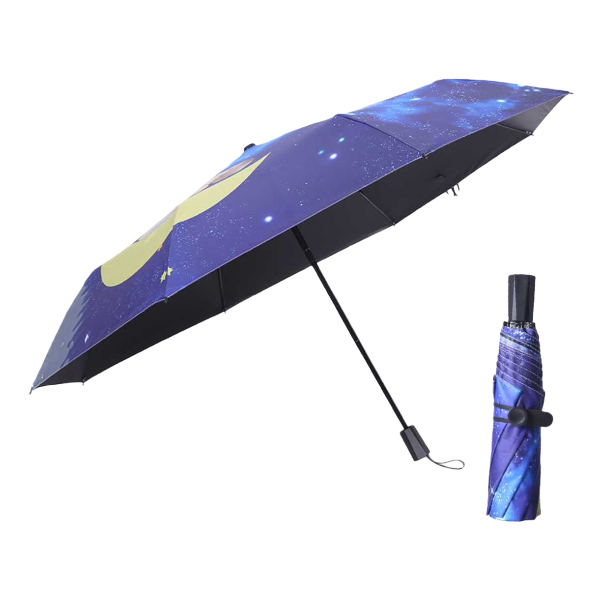 The starry sky patterned folding umbrella is waterproof, sun-proof, portable and suitable for both sunny and rainy days Item Picture