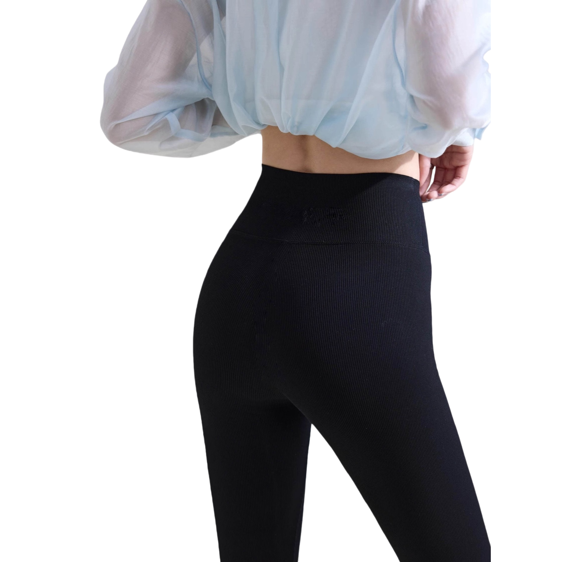 Black high-waisted tight-fitting women's slimming, elastic and form-fitting skinny pants Item Picture