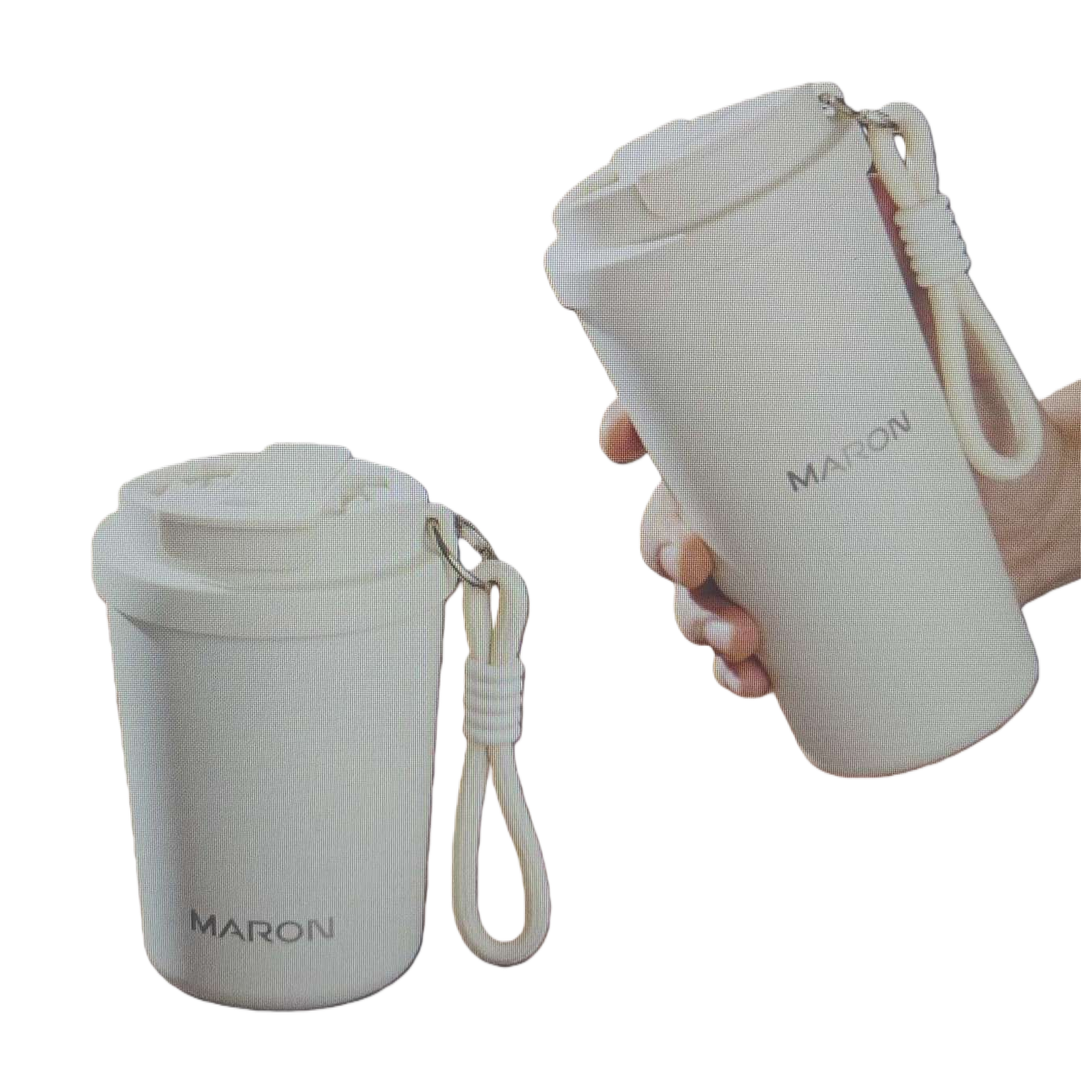 简约双饮咖啡杯 350ml 便携保温可拆卸双层玻璃咖啡杯白底实物图