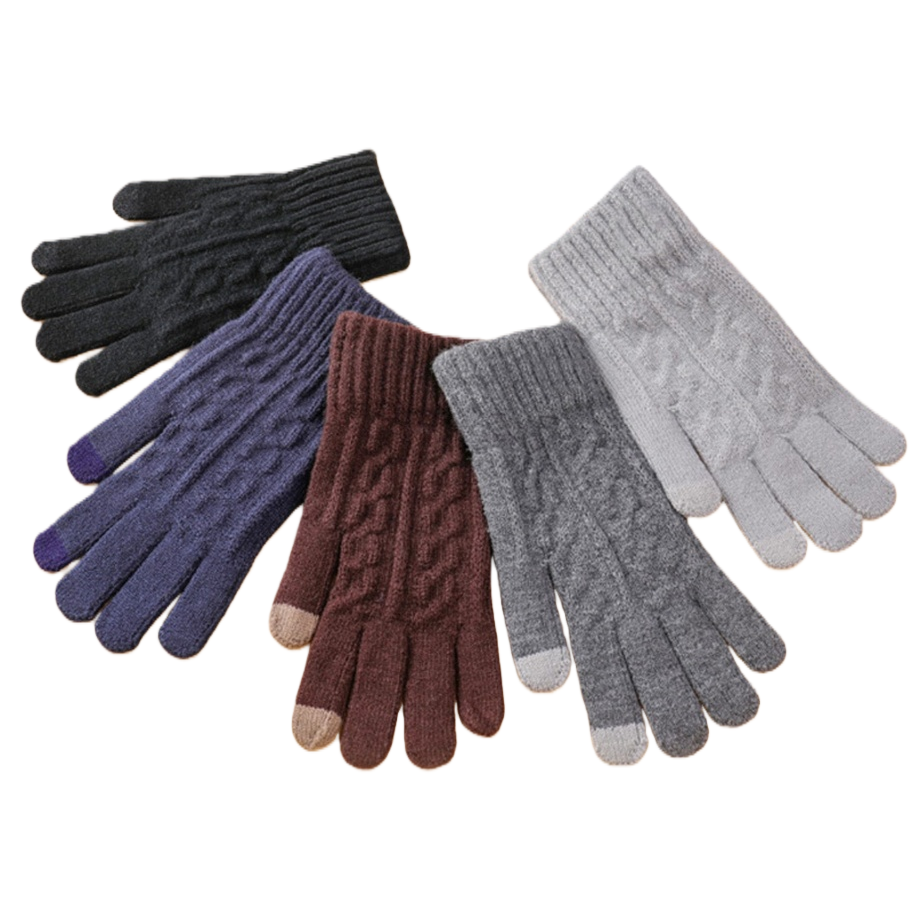 Knitted woolen gloves for warm and cold-proof women in autumn and winter, thickened, soft, elastic and with touch screen Item Picture