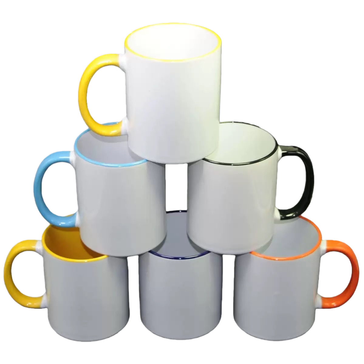 Color handle edge color cup heat transfer printed color handle ceramic cup 350ml high borosilicate heat-resistant household and office water cup Item Picture