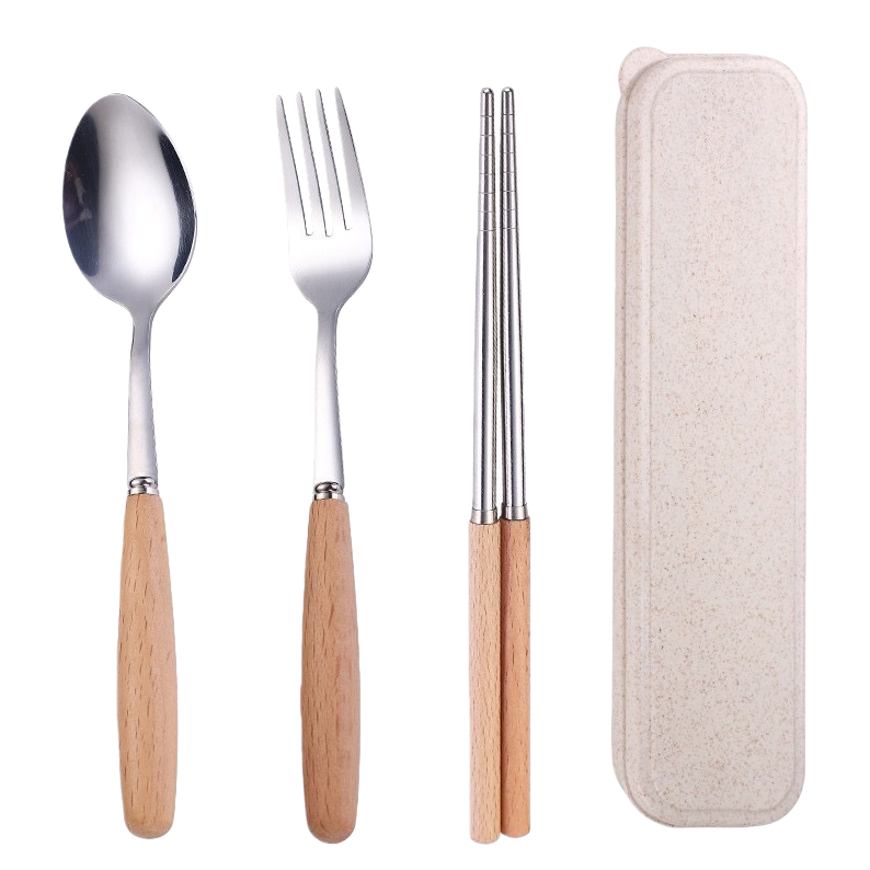 Tableware set, spoon, fork and chopsticks storage box, portable, home and travel compartment-organized Item Picture