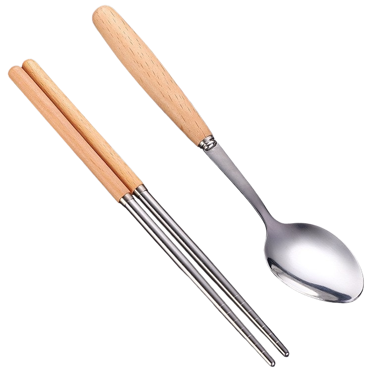 A set of stainless steel chopsticks and spoons for household portable anti-slip tableware Item Picture