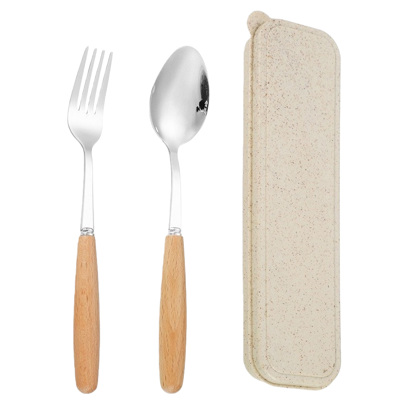 Tableware set, fork and spoon storage box, household portable, stainless steel compartment-organized Item Picture