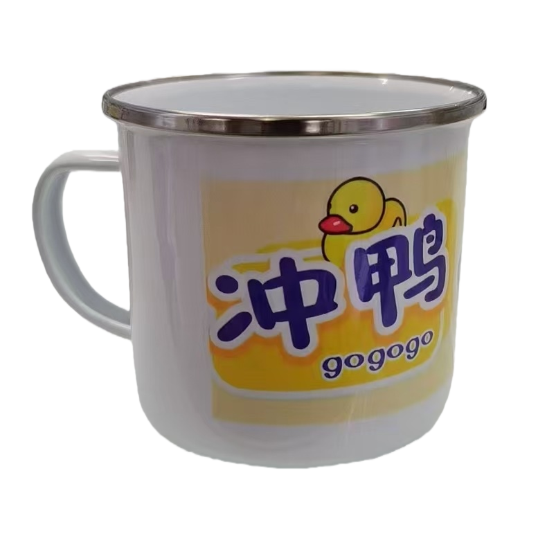 Heat transfer enamel cups with cartoon patterns, household and office water cups, anti-scald mugs Item Picture