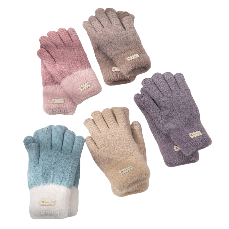 Thickened and warm knitted gloves for women in autumn and winter Item Picture