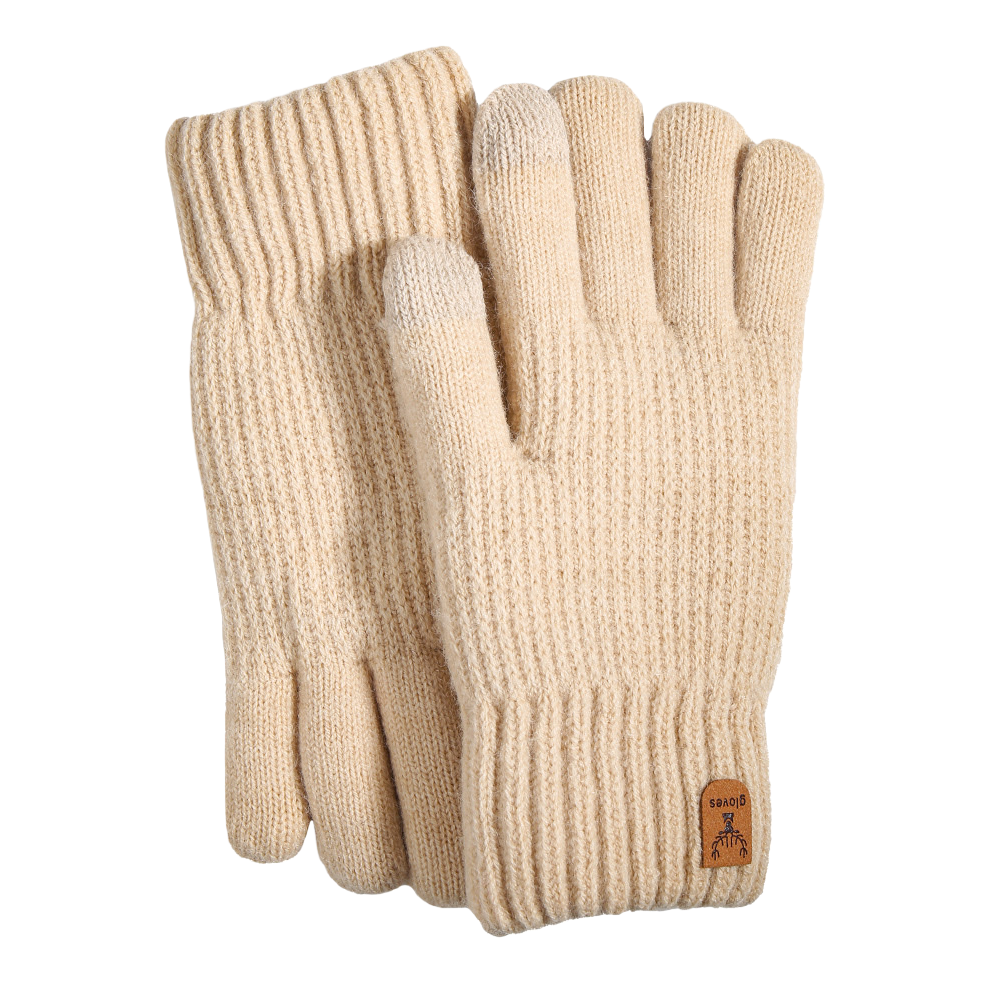 Guantes de punto beige caliente antideslizante Señora Otoño invierno guantes de estilo fino de punto invierno Item Picture