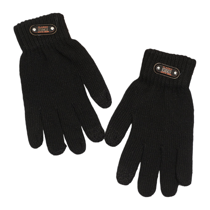 Black knitted gloves are warm, anti-slip and thin for ladies' hands in autumn and winter Item Picture