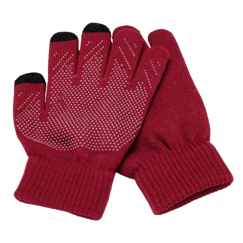 Guantes de punto rojo para mujeres calientes antideslizantes otoño invierno guantes de punto invierno Item Picture