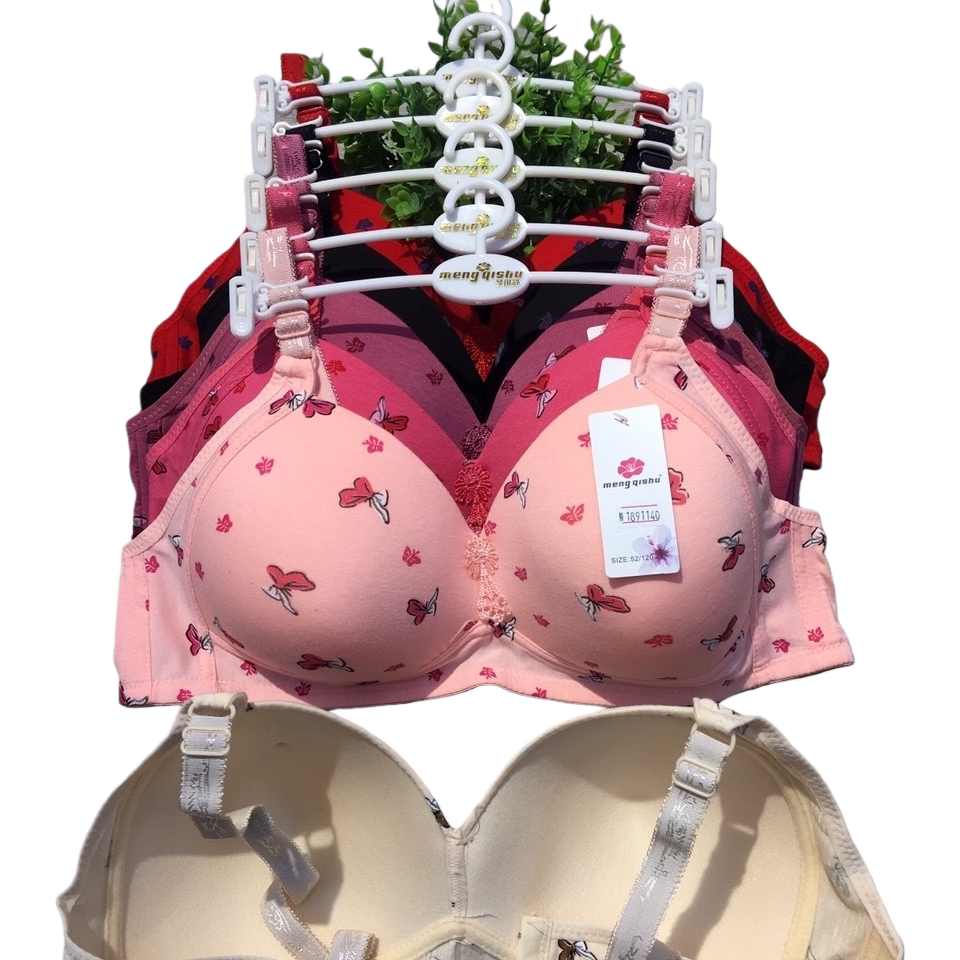 Pink butterfly-patterned lace bra without undergarments Item Picture