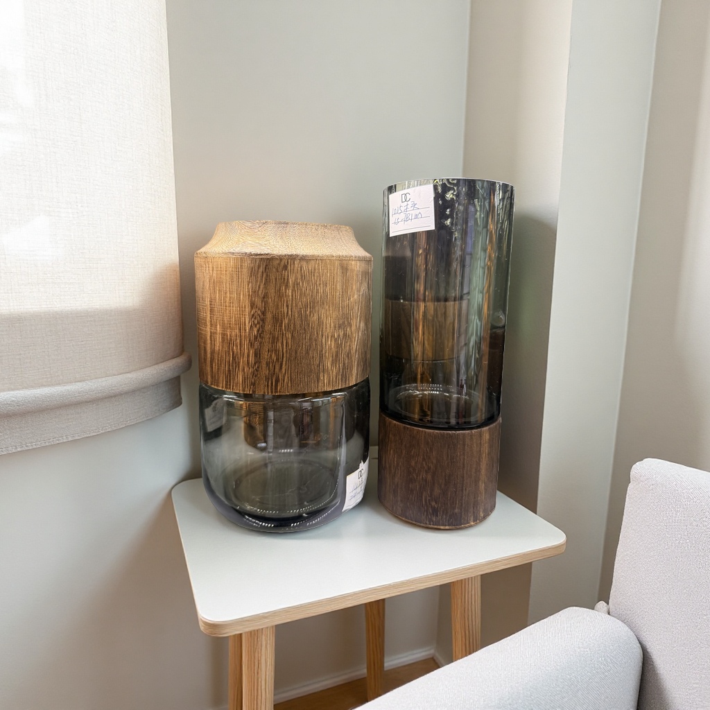 Wooden lid glass container storage jar, storage box, kitchen seasoning bottle, household sealed jar
