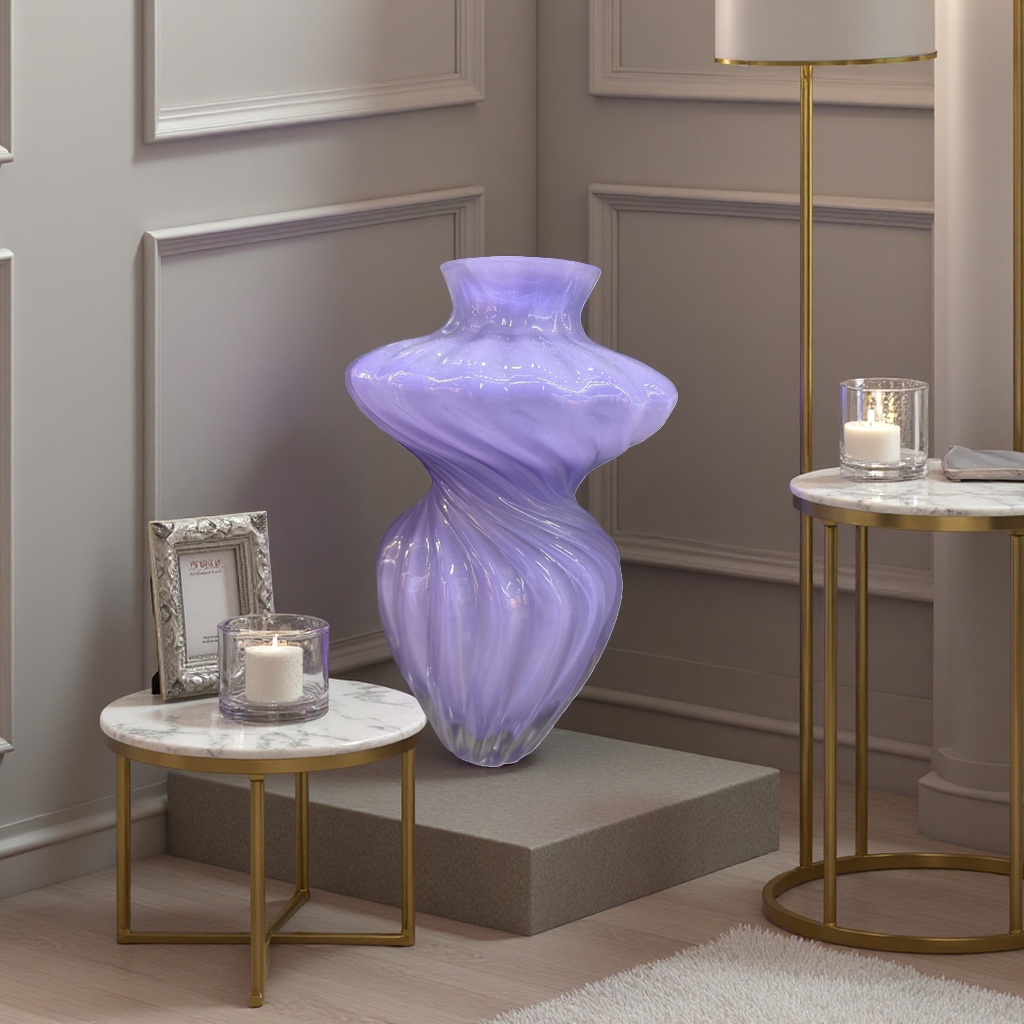 Purple glass vase for living room decoration, Nordic style, high appearance level vase details Picture