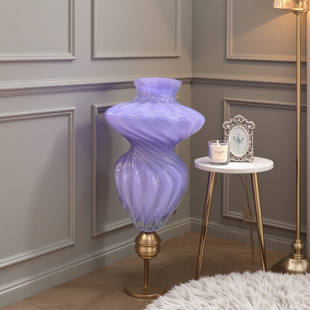 Purple glass vase for living room decoration, Nordic style, high appearance level vase